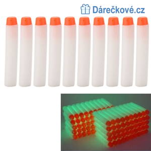 Náhradní fosforeskující náboje do pistole typu Nerf, 40/100 ks 