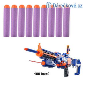 Náhradní náboje do pistole Nerf, 100 Ks, vel. 7.2cm - fialové 