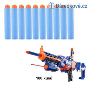Náhradní náboje do pistole Nerf, 100 Ks, vel. 7.2cm - světle modré 
