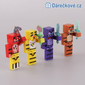 4 pohyblivé figurky Five Nights at Freddy's ve stylu Minecraft