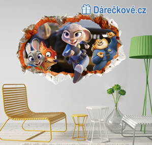 3D Zootropolis, samolepka na zeď, vel. 90x60cm