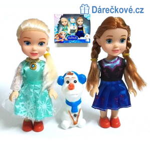 Panenky Ledové království Elza, Anna a Olaf, vel.18cm, dárkové balení (Frozen)