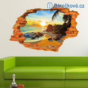 3D samolepka díry ve zdi  pláže, 90x60cm