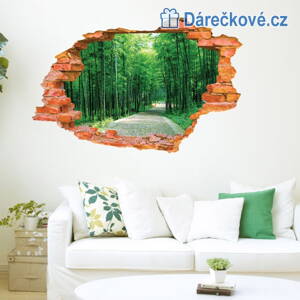3D samolepka díry ve zdi přírody, vel.90x60 cm