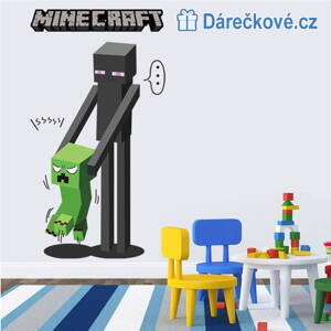 3D samolepka Minecraft, Creeper a Enderman, 70x50 cm