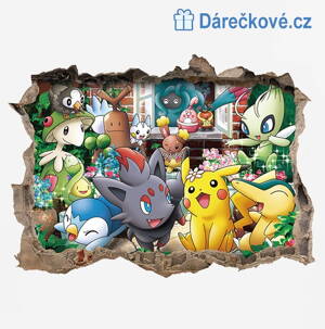 Pokemon, samolepka na zeď, vel. 60x45cm 