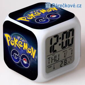 Pokemon Go – digitální LED budík (hodiny), 7 barev