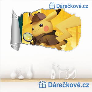 Pokemon, samolepka na zeď, typ 1 – detektiv Pikachu