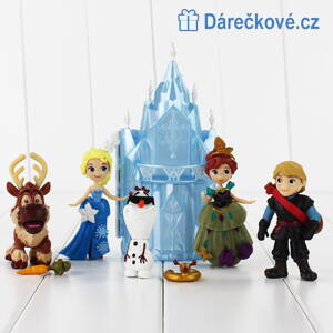 Figurky Ledové království Elza, Anna, Sven, Olaf, Kristoff a ledový hrad (Frozen)