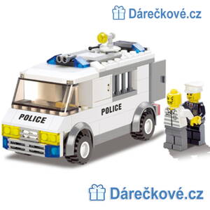 Policejní auto s policistou a vězněm, 135 dílků, kompatibilní s Lego