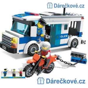 Policejní auto s vězněm na motorce, 204 ks, kompatibilní s Lego
