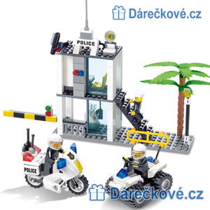  Policejní stanice s motorkou a čtyřkolkou, 193 dílků, kompatibilní s Lego