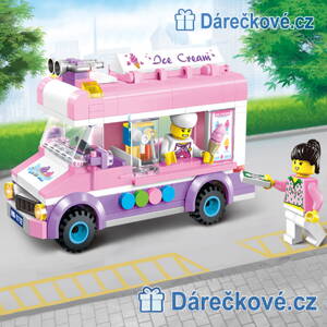Zmrzlinářské růžové auto, 213 dílků (stavebnice typu Lego)