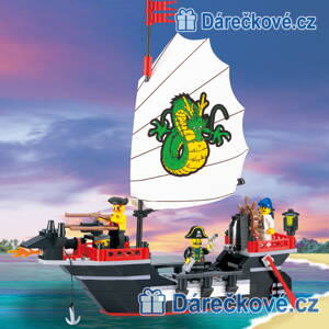 Pirátská loď s drakem, 211 dílků, kompatibilní s Lego