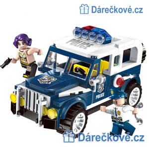 Policejní terénní auto se zlodějkou a policistou, 148 dílků (stavebnice typu Lego)