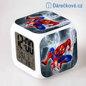 Spiderman – digitální LED budík (hodiny), 7 barev