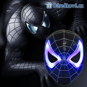 Svítící LED maska Spiderman, černá / červená