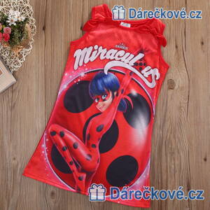 Dívčí šaty bez rukávů Kouzelná Beruška a Černý kocour (Miraculous) - červené