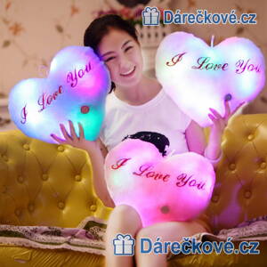 Svítící LED polštář ve tvaru srdce I Love You