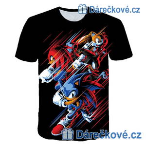 Dětské tričko z pohádky Ježek Sonic černé, typ 1