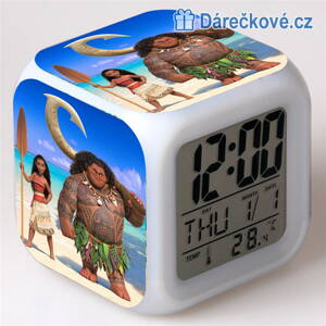 Odvážná Vaiana (Moana) – digitální LED budík (hodiny), 7 barev