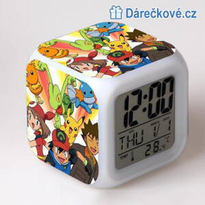 Pokemon – digitální LED budík (hodiny), 7 barev