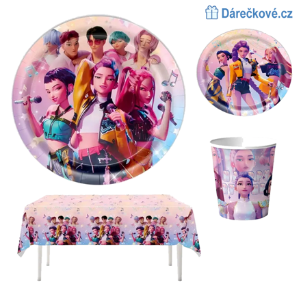 Narozeninový papírový set K-pop: Lovkyně démonů (Demon Hunters)