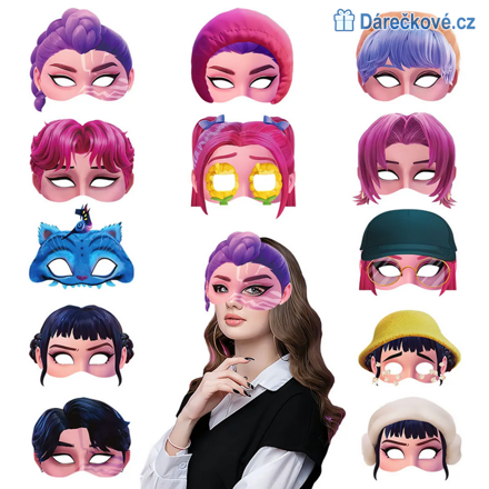 Papírové masky 12ks K-pop: Lovkyně démonů (Demon Hunters)