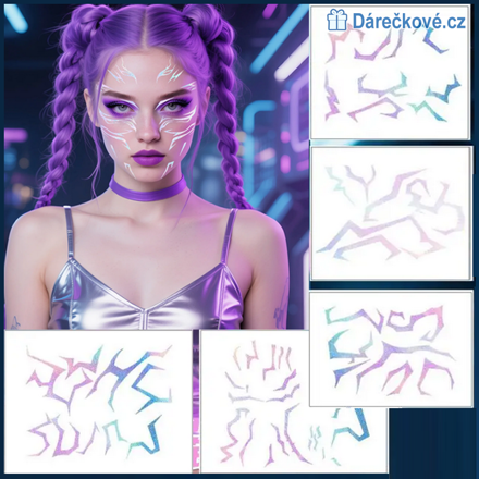 Dočasné tetování na obličej K-pop: Lovkyně démonů (Demon Hunters), 5ks