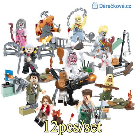 12 ks figurek vojáků a zombie, kompatibilní s Lego