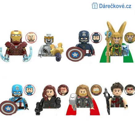Avengers, 8 ks Mini figurky kompatibilní s Lego