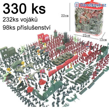 Velká sada 290 kusů plastových vojáčků (vojáků) a příslušenství