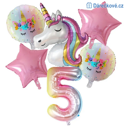 Jednorožec - Unicorn narozeninový set balonků 7ks