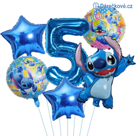 Lilo & Stitch narozeninový set balonků 6ks, typ 1