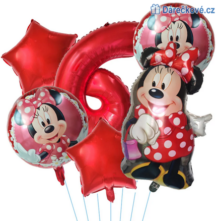 Červená Minnie narozeninový set balonků 6ks