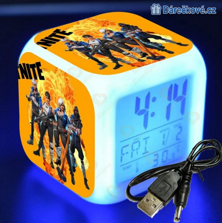 Fortnite – digitální LED budík (hodiny), 7 barev, typ 5