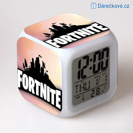 Fortnite – digitální LED budík (hodiny), 7 barev, typ 4