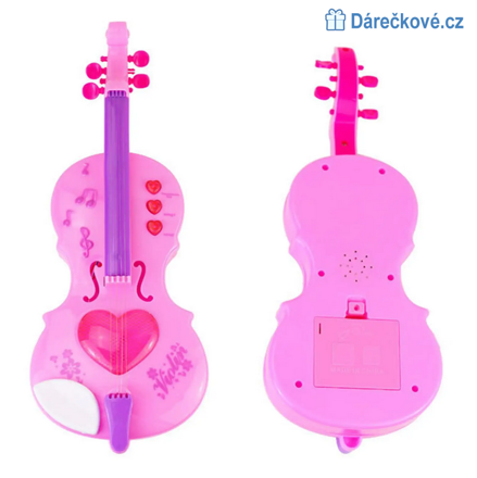 Růžové housle se zvukem 28 cm 