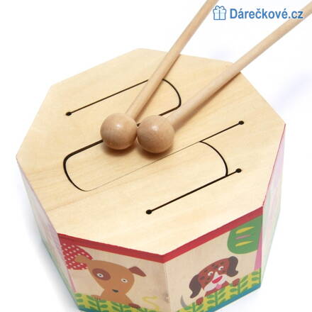 Dřevěný bubínek s paličkami 