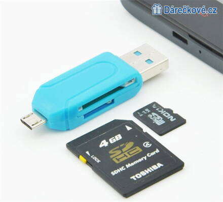 Čtečka karet do USB pro počítač nebo Micro USB pro telefon nebo tablet