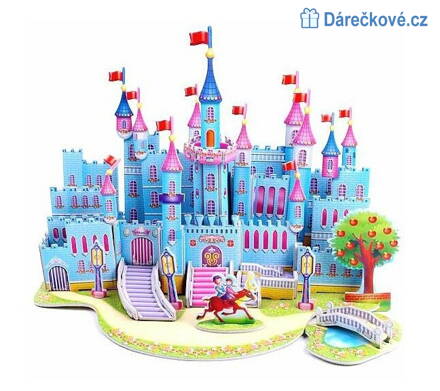 3D kvalitní papírové puzzle -Modrý hrad