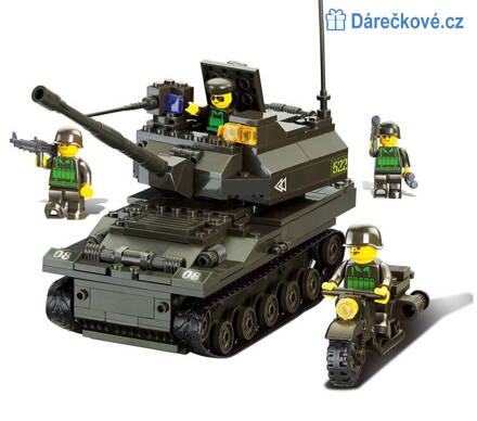 Tank s vojáky, 258 dílků,  kompatibilní s Lego