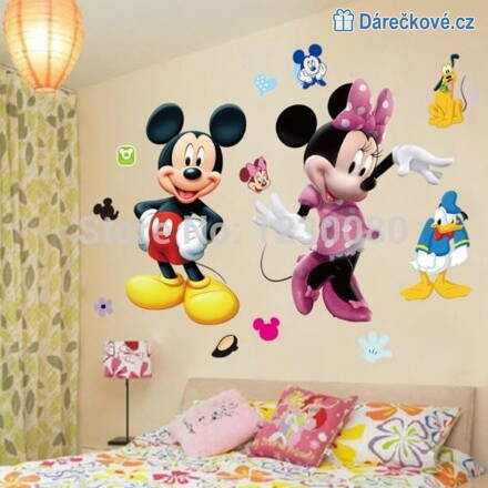 Mickey Mouse a Minnie, samolepka na zeď, vel. 70x50 cm