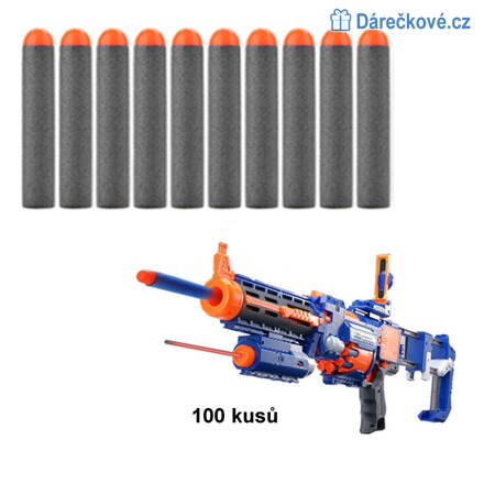 Náhradní náboje do pistole Nerf, 100 Ks, vel. 7.2cm - černé 