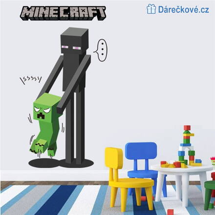 3D samolepka Minecraft, Creeper a Enderman, 70x50 cm