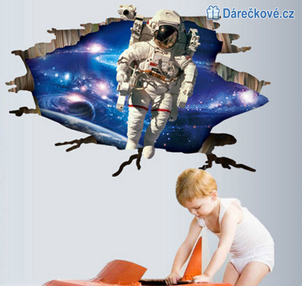 3D samolepka na zeď Astronaut, vel.90x60 cm