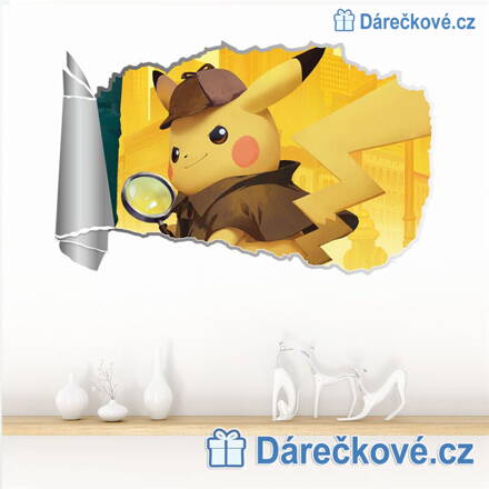 Pokemon, samolepka na zeď, typ 1 – detektiv Pikachu