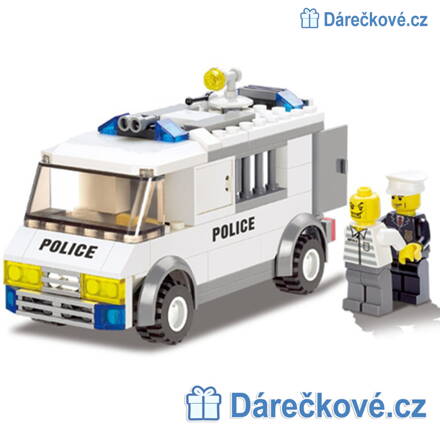 Policejní auto s policistou a vězněm, 135 dílků, kompatibilní s Lego