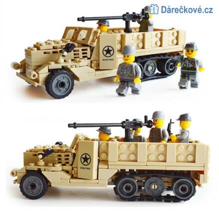 Vojenský nákladní automobil, 205 dílků, kompatibilní s lego