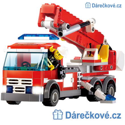 Hasičské auto s pohyblivým ramenem, 244 dílků, kompatibilní s Lego